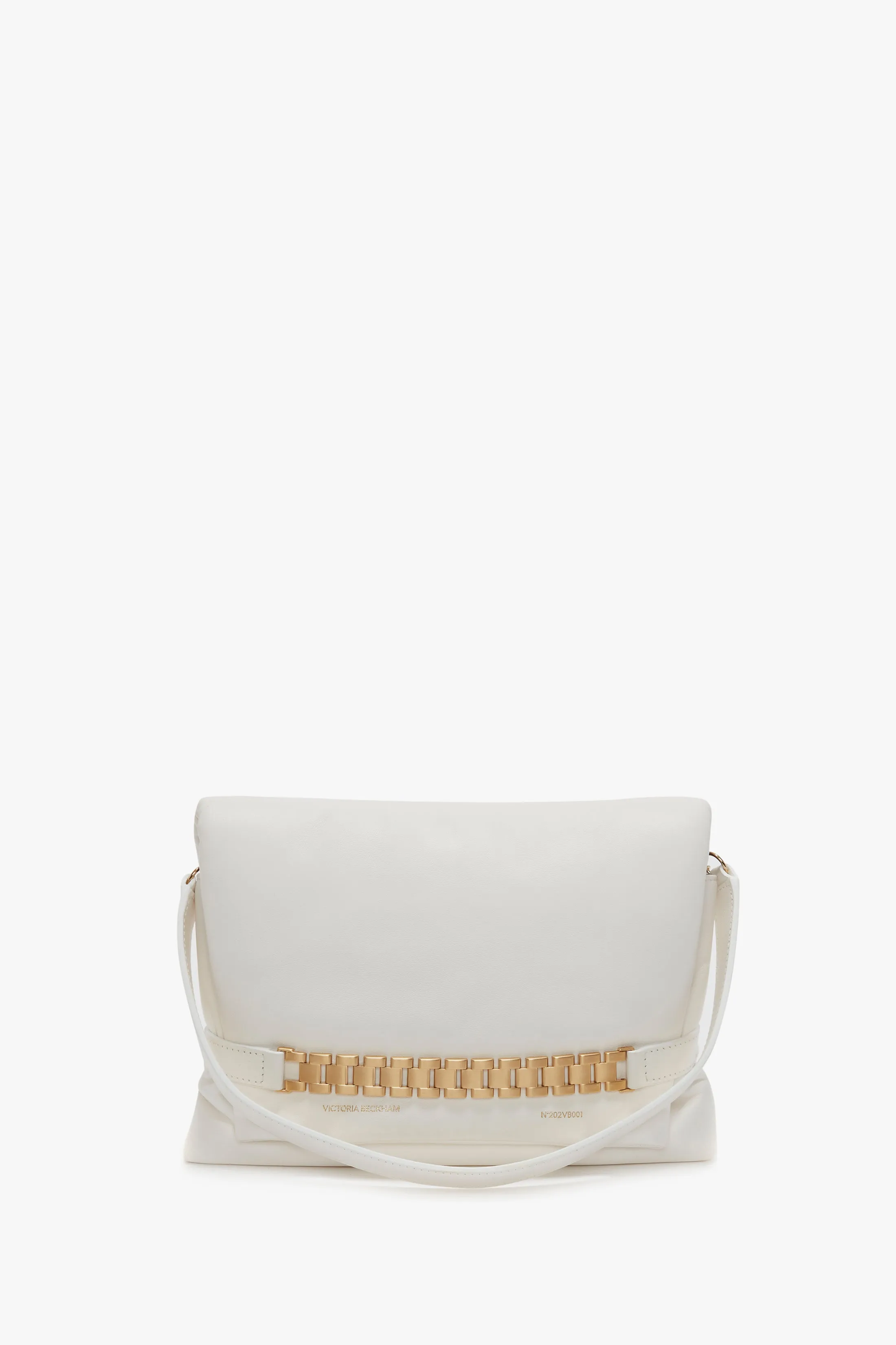 Puffy Chain Pouch Bag With Strap In White Leather