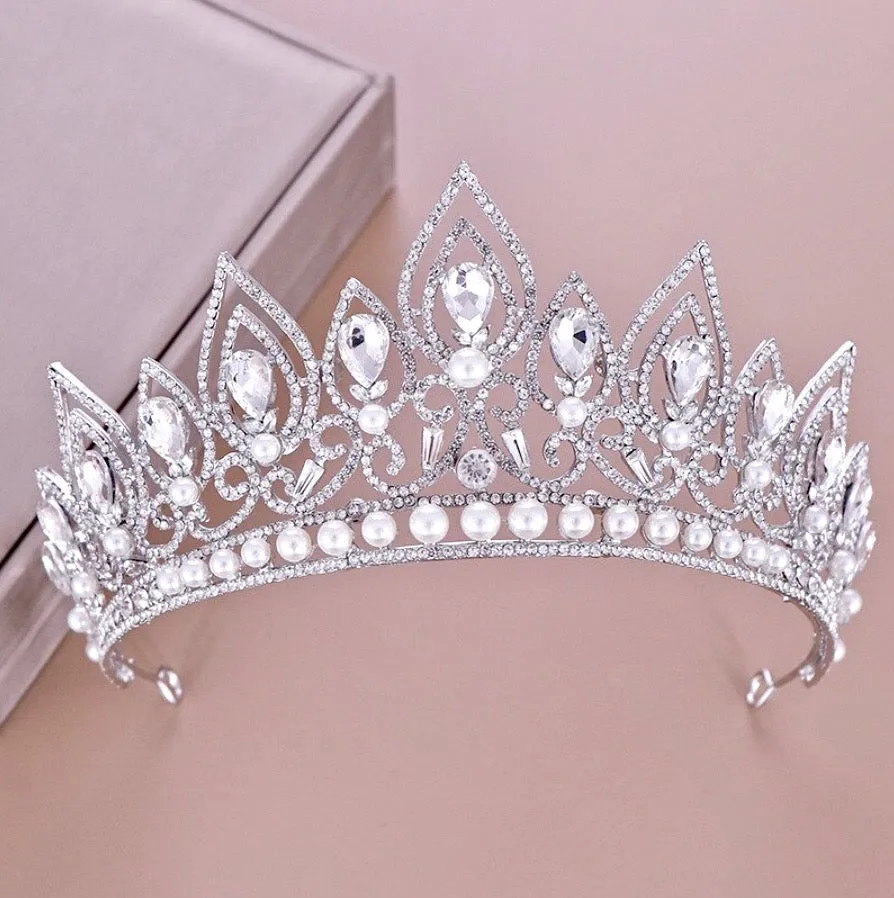 "Annaleigh" - Pearl Bridal Tiara - Available in Silver and Gold