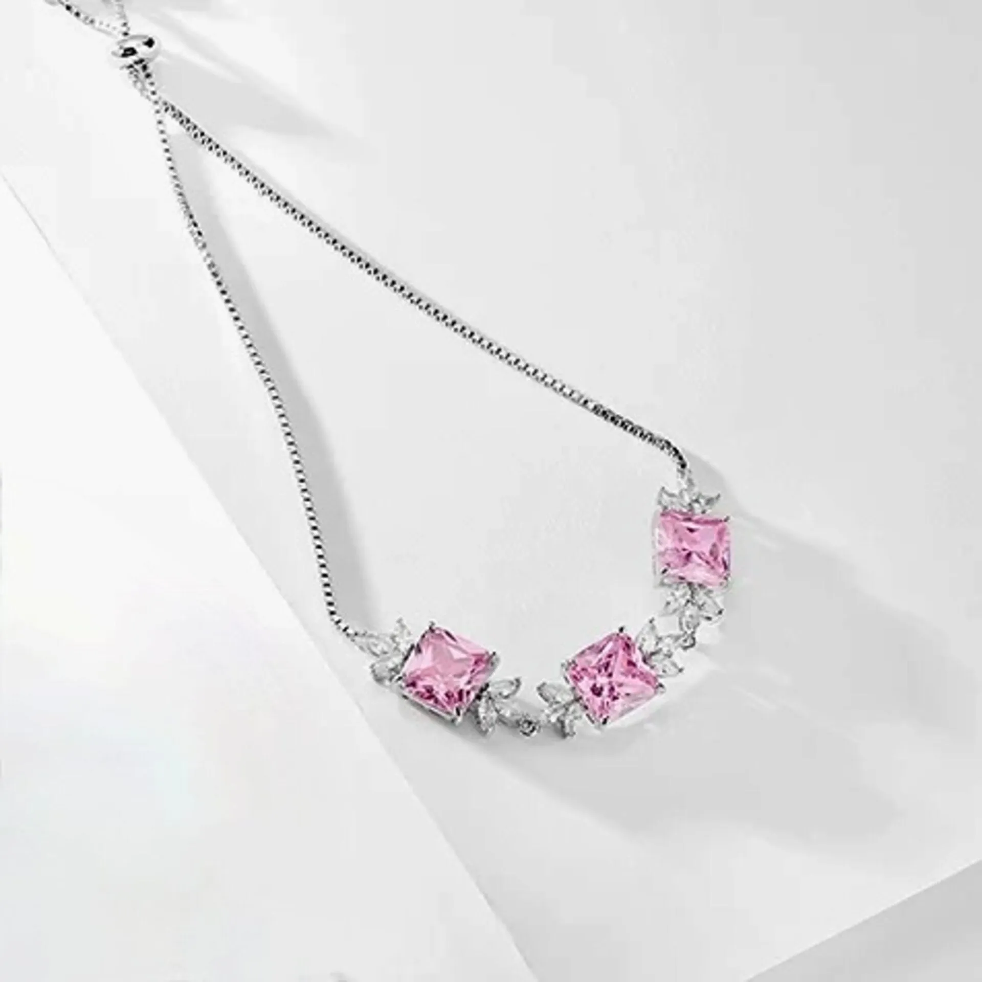 "Ava" - Pink Cubic Zirconia Bridal Bracelet