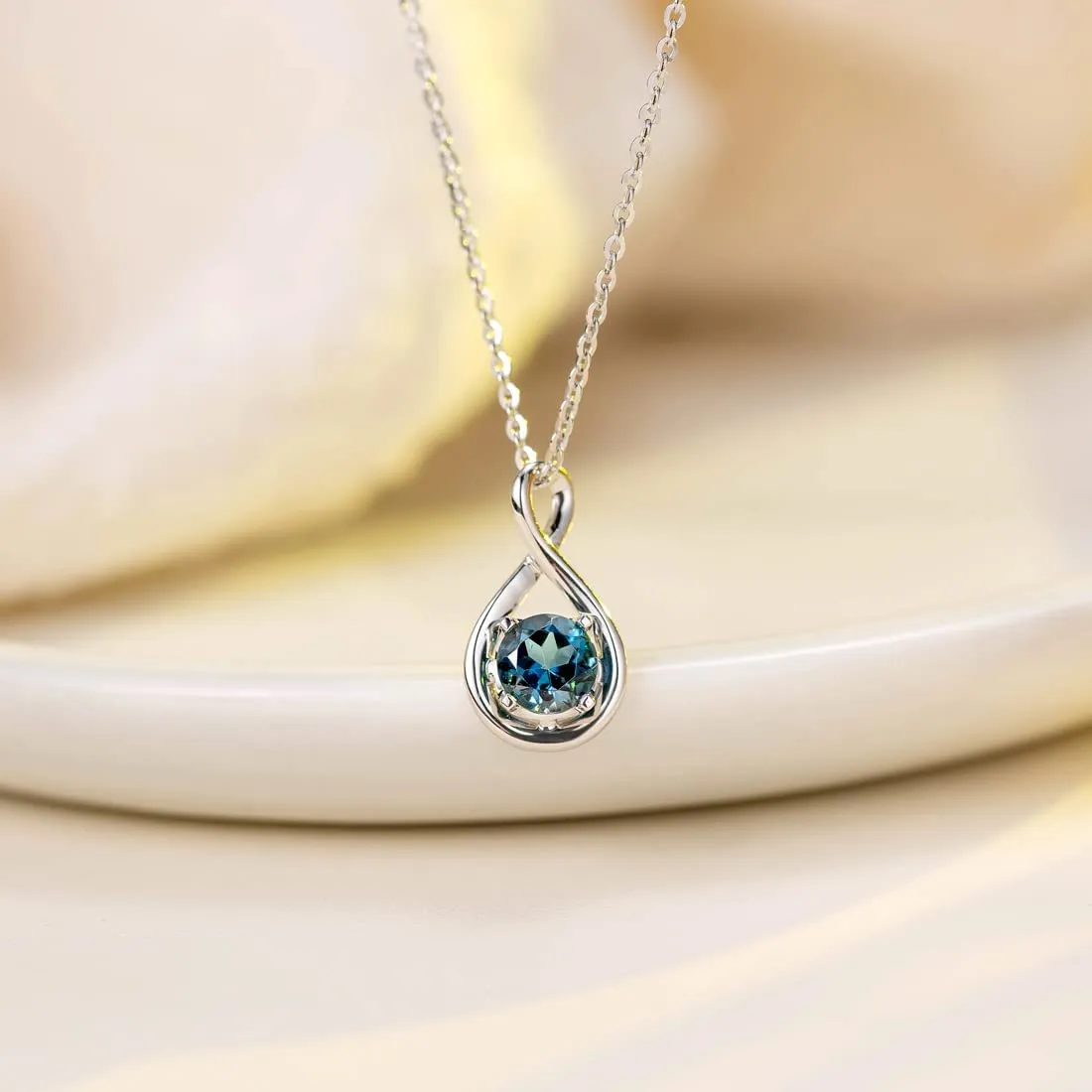 "Birthstone" December Gemstone Sterling Silver Necklace