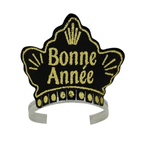 "Bonne Année" Black Glittered Tiara, 1 Count