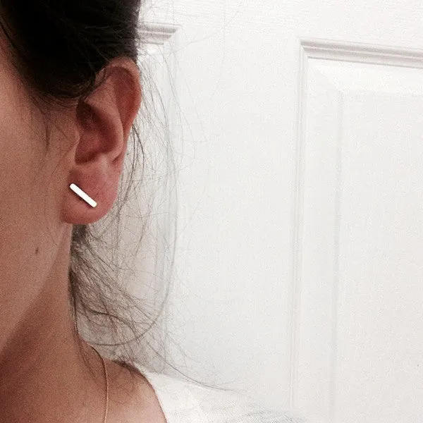 "Studded" Rose Gold-Dipped Bar Earrings