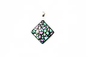 Raden Pendant Necklace - Stained Glass Style / Pink Color / Medium Size-, Japanese Lacquer Jewelry, Kyoto Jewelry