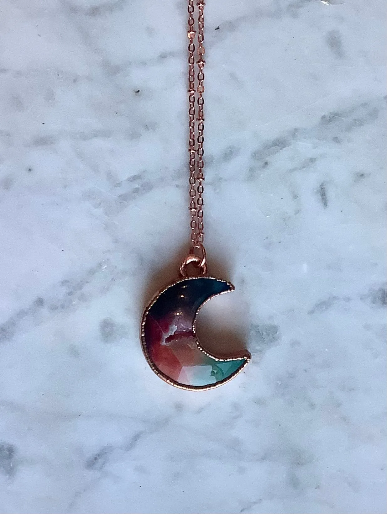 Rainbow Agate Moon Necklace