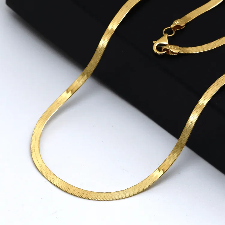 Real Gold Flat Mirror Solid Snake Chain Necklace 0189 (45 C.M) CH1191