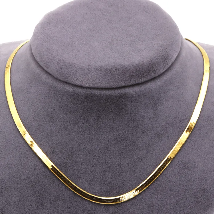 Real Gold Omega Snake Herringbone Belt Chain Necklace 0707 (45 C.M) CH1226