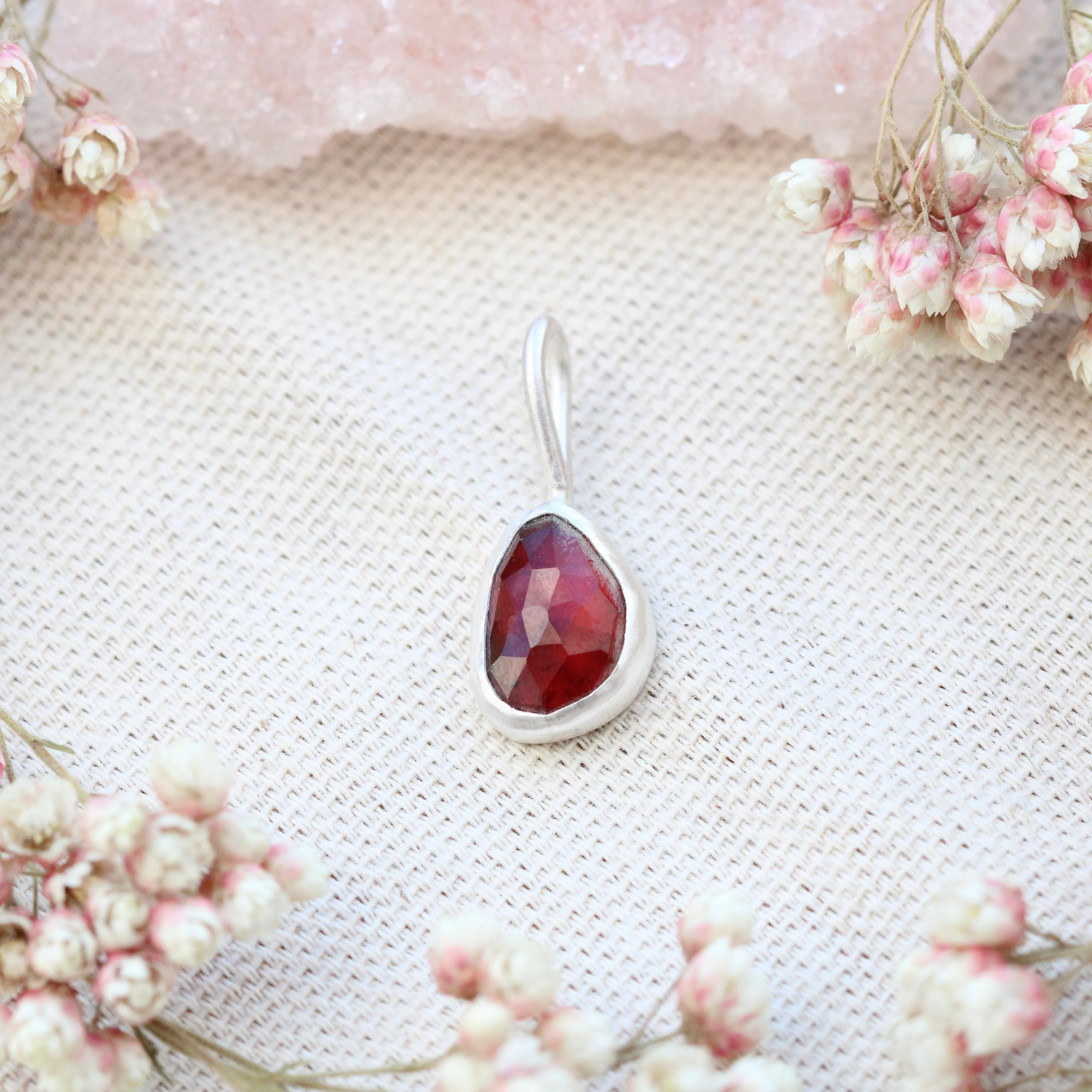 Rose Cut Birthstone Charm Pendant