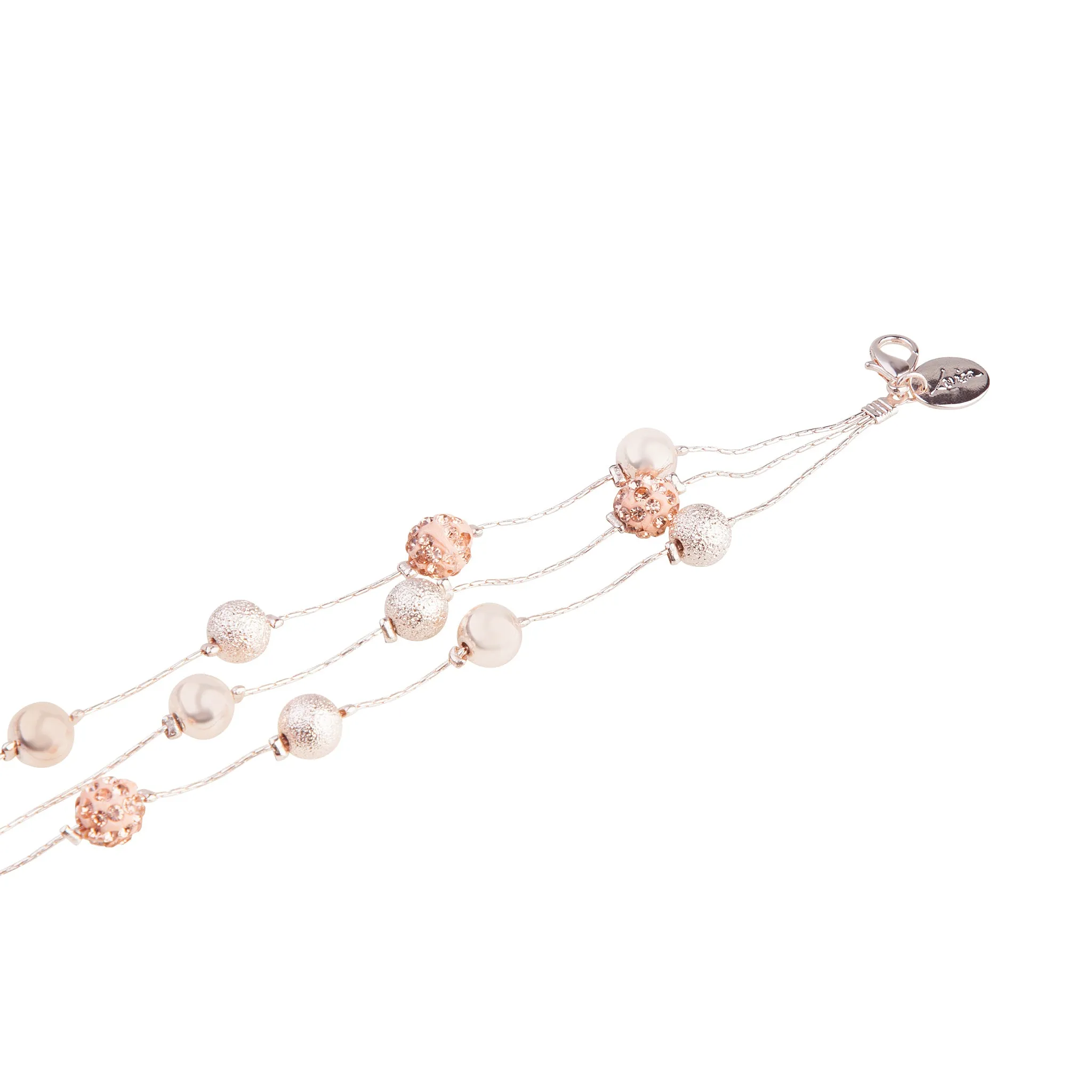 Rose Gold Multi Textured Bead Station Bracelet