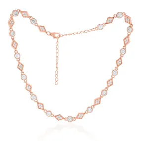 Rose Gold Plated Cubic Zirconia Fancy Choker Chain