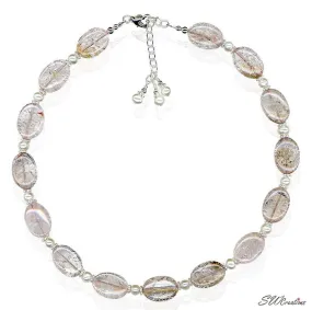 Rose Quartz Gemstone Pearl Necklace