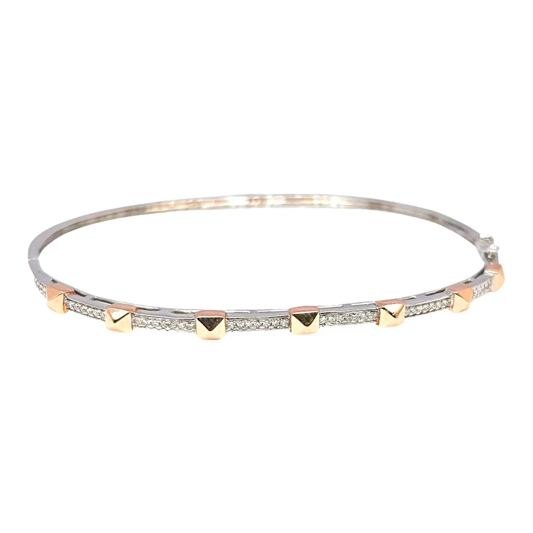 Rose Studded Bangle Diamond Bracelet 14kt