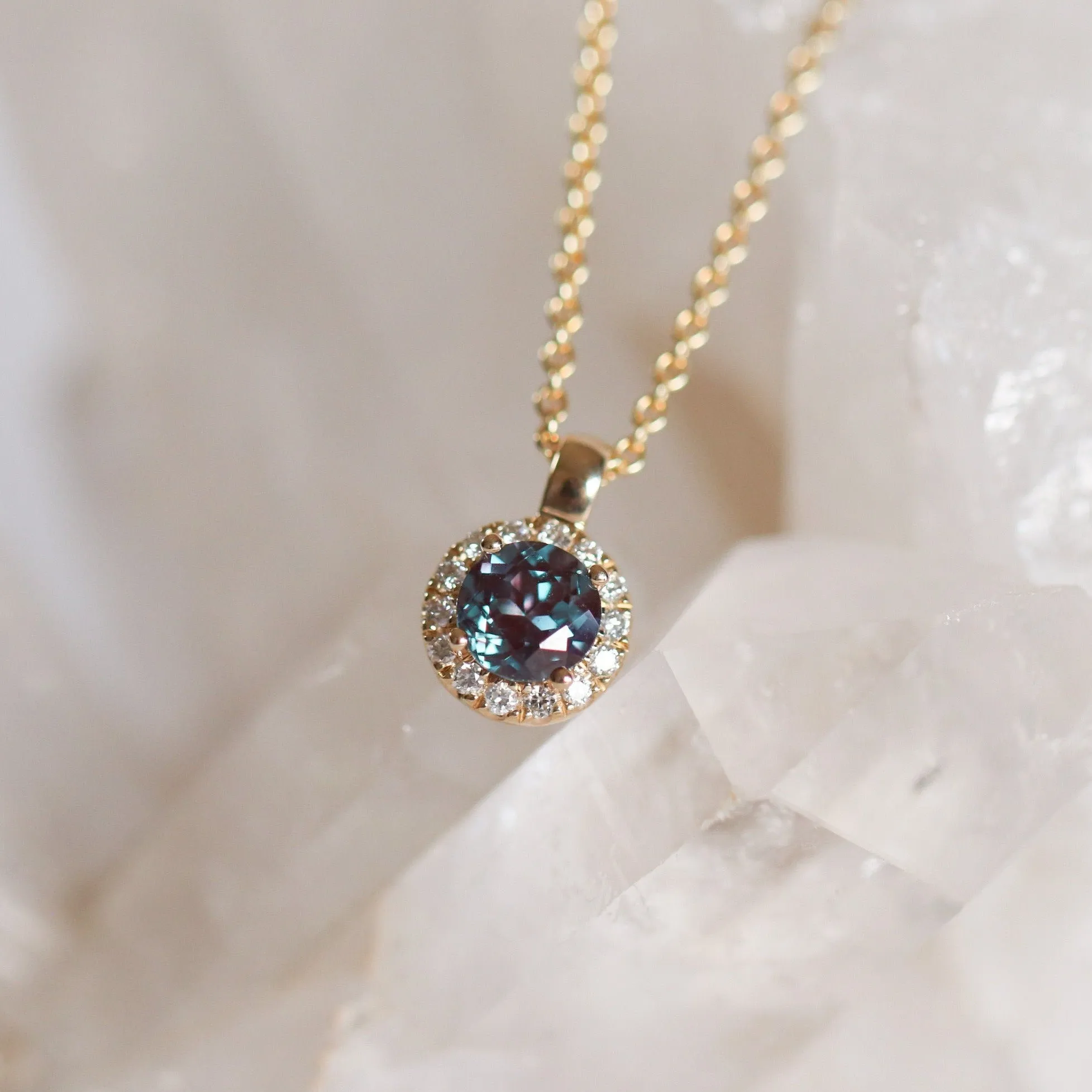 Round Alexandrite   Diamond Necklace