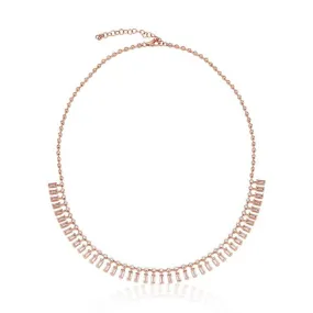 Round and Baguette Topaz Choker Necklace