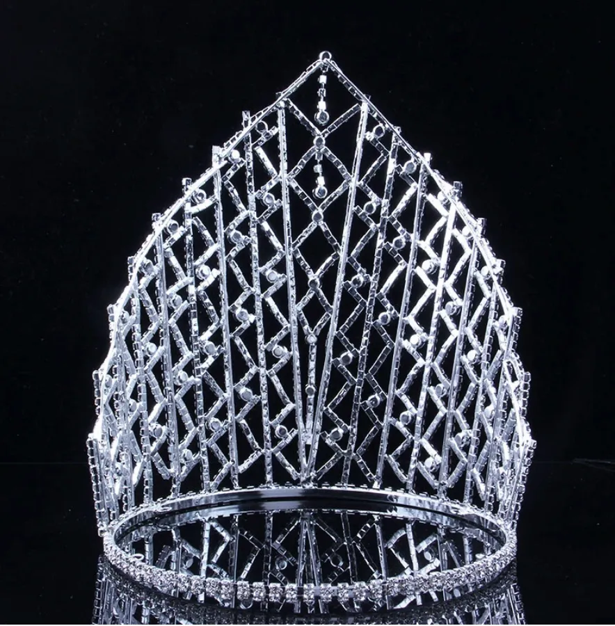 Royal Tall Nine Inch Bridal Wedding Pageant Tiara Full Round Crown