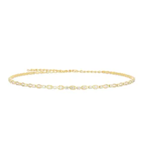 Sabel 14K Yellow Gold Round Diamond Partway Choker Necklace