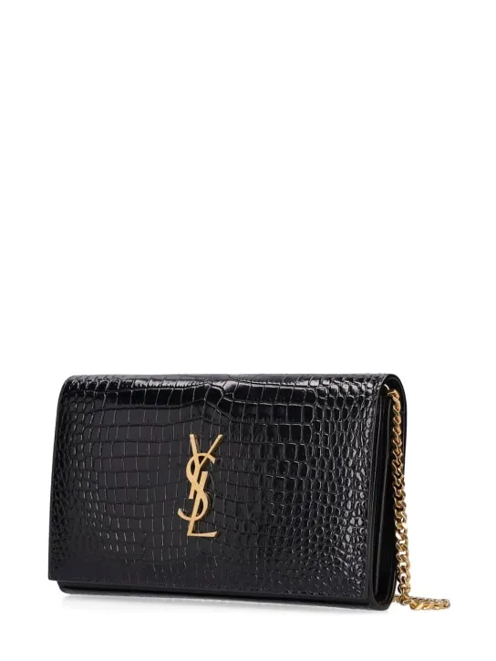 Saint Laurent   Cassandra croc embossed chain wallet 