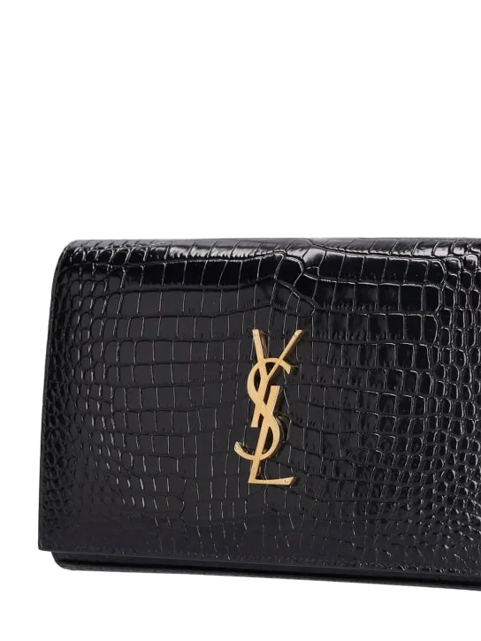 Saint Laurent   Cassandra croc embossed chain wallet 