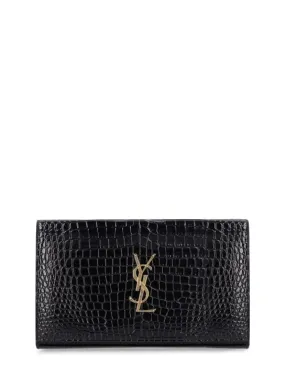 Saint Laurent   Cassandra croc embossed chain wallet 