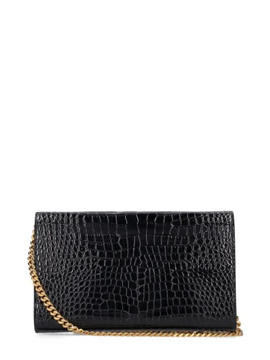 Saint Laurent   Cassandra croc embossed chain wallet 