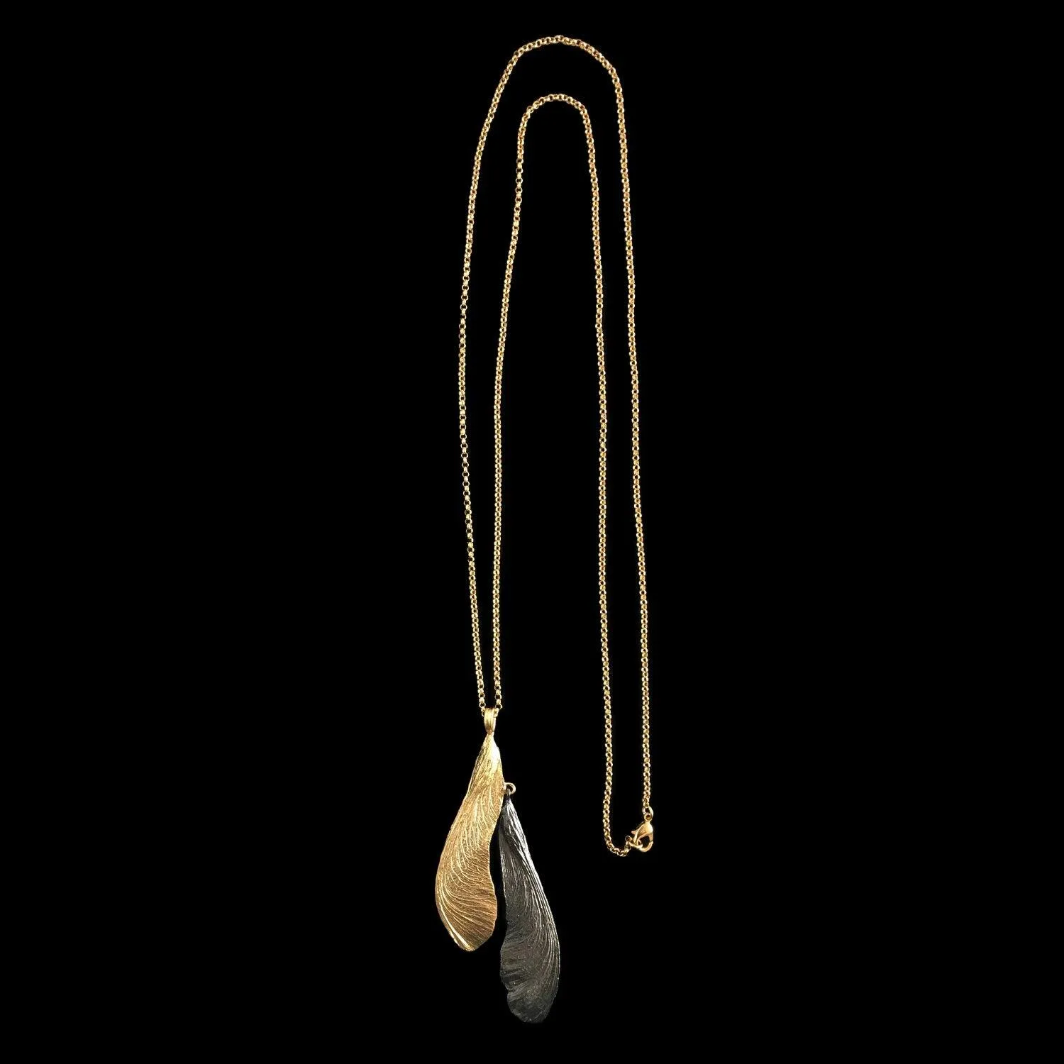 Samara Necklace - 36" Long Two Tone Double Gunmetal/Gold