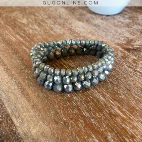 Set of Three Crystal Bracelets in Grey