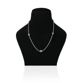 Silver Blue Evil Eyes Charming Beads Chain