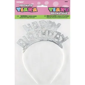 Silver prismatic Happy Birthday tiara