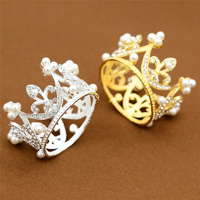 Small Size Pearl Crystal Tiara Mini Crown for Baby-Hair Accessories Jewelry