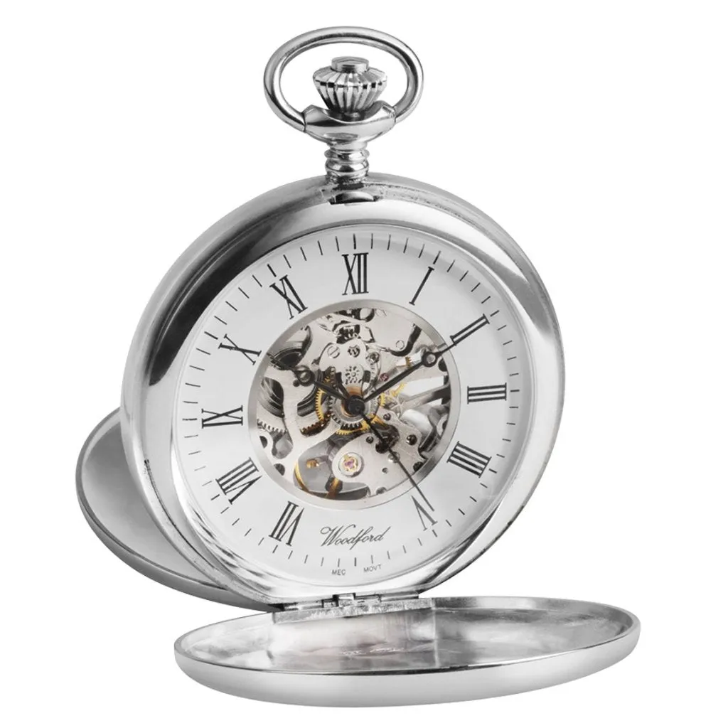 Solid Silver Twin Lid Pocket Watch by Woodfords SIL1097