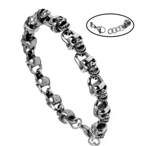 Stainless Steel Mini Skull Heads Interlock Bracelet