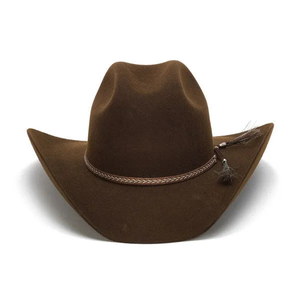 Stampede Hats - 100X Wool Felt Brown Cowboy Hat with Leather Tassel