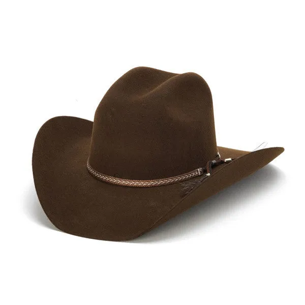 Stampede Hats - 100X Wool Felt Brown Cowboy Hat with Leather Tassel