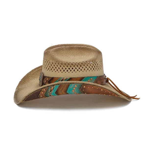 Stampede Hats - Brown and Turquoise Lone Star Western Hat with Chevron Pattern