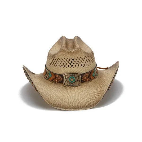 Stampede Hats - Brown and Turquoise Lone Star Western Hat with Chevron Pattern