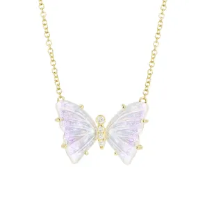 Stardust Pronged Diamond Butterfly Necklace