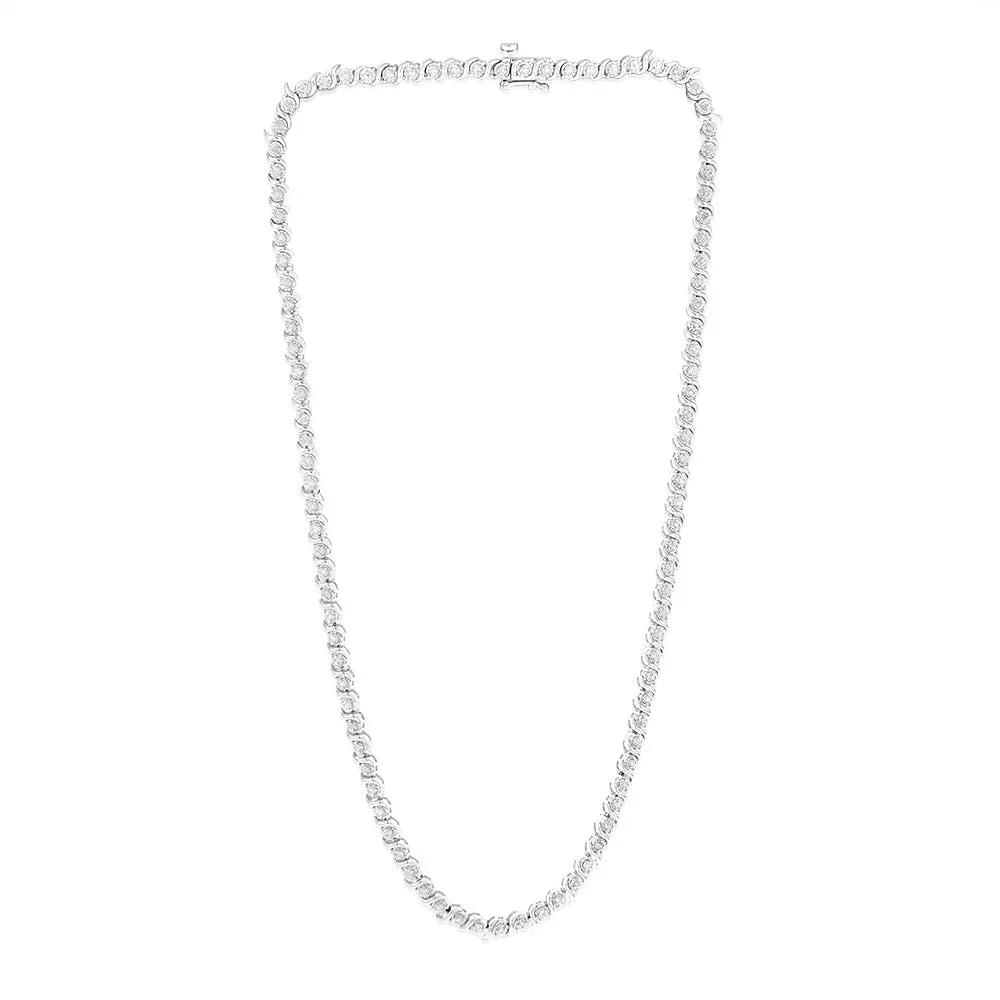 Sterling Silver 0.95 Carat Diamond 41cm Necklace with 86 Round Brilliant Cut Diamonds