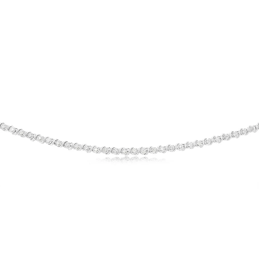 Sterling Silver 0.95 Carat Diamond 41cm Necklace with 86 Round Brilliant Cut Diamonds