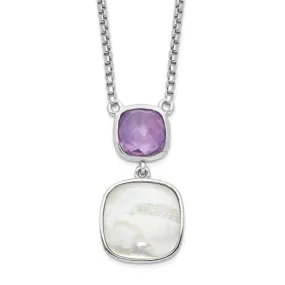 Sterling Silver Amethyst and Mother of Pearl Necklace