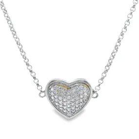 Sterling Silver & Diamond Puffed Heart Bracelet