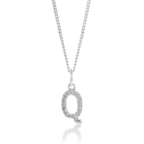 Sterling Silver Cubic Zirconia Initial "Q' Pendant