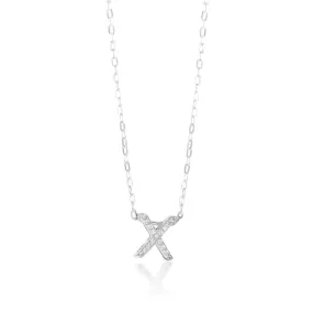 Sterling Silver Cubic Zirconia Initial "X" Pendant on 39 3cm Chain