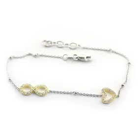 Sterling Silver Infinity Bracelet with Heart