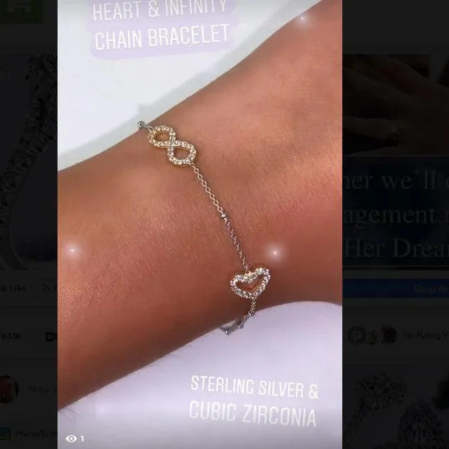 Sterling Silver Infinity Bracelet with Heart