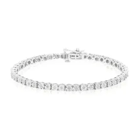 Sterling Silver with Round Brilliant Cut 1/4 CARAT tw Diamond Bracelet