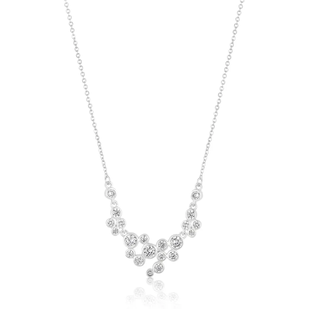 Sterling Silver Zirconia Bezel Set Bubble Necklet