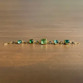 Sugar Loaf Tourmaline & Square Aquamarine Bracelet