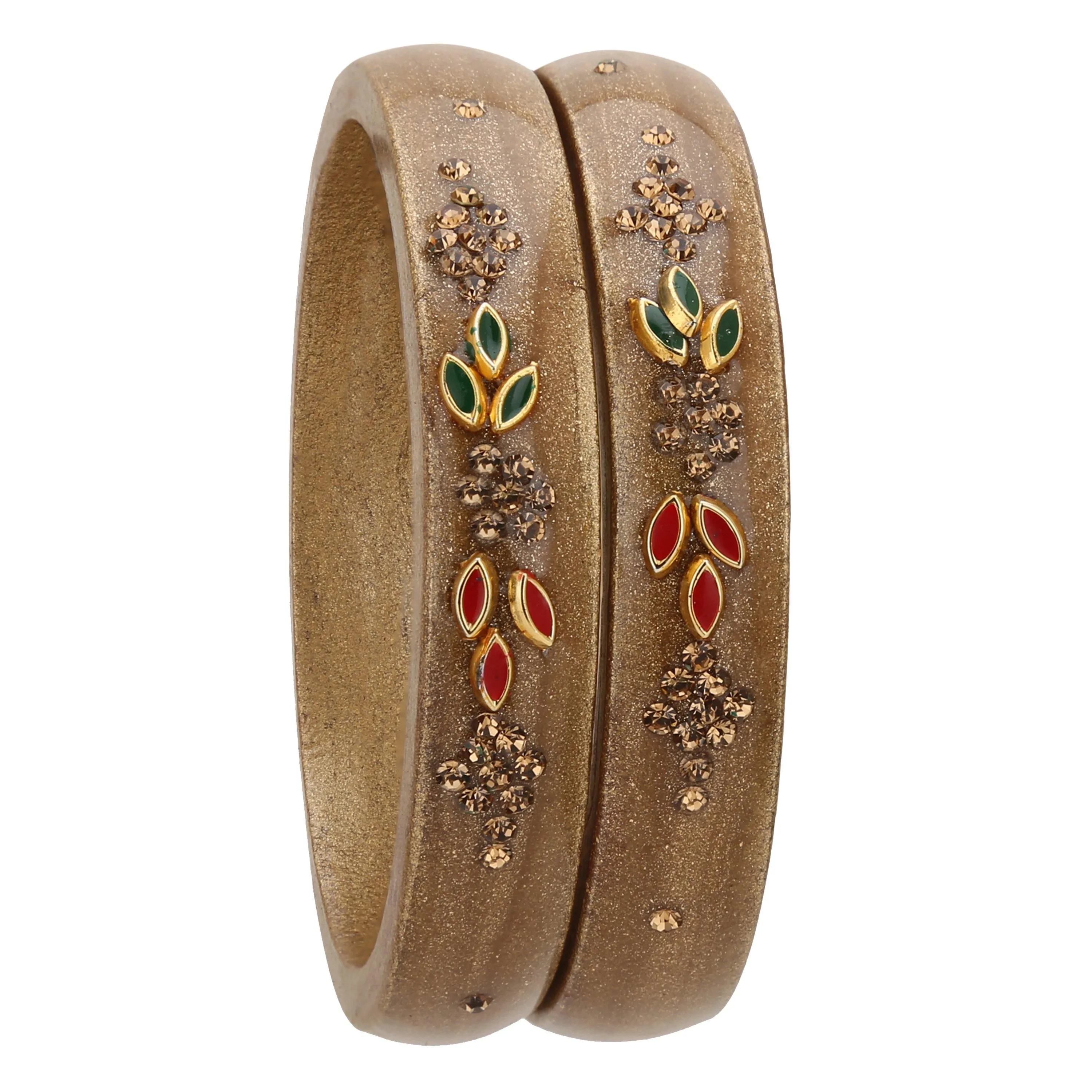 Sukriti Beautiful Casual Kundan Gold lac Kada Bangles for Women – Set of 2