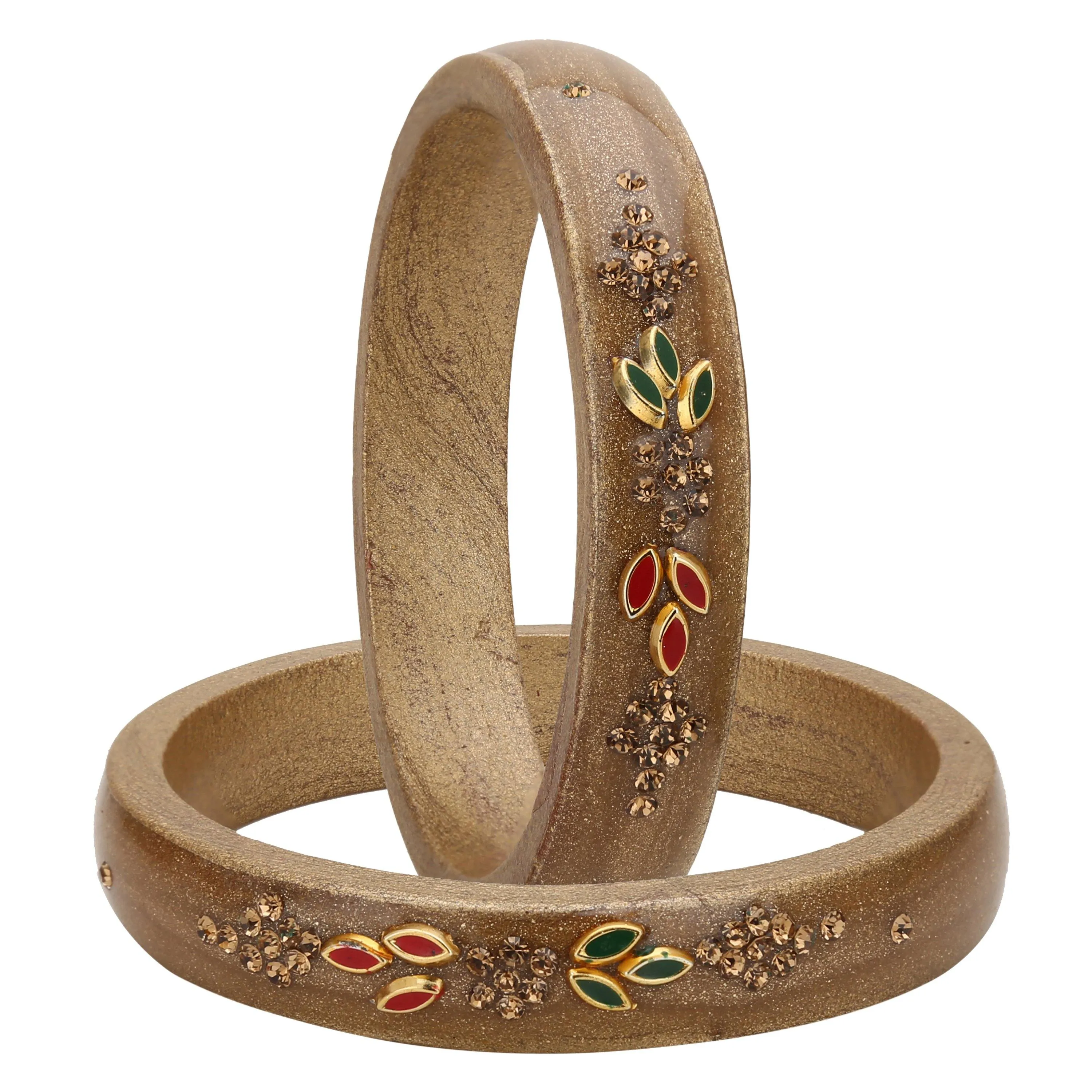 Sukriti Beautiful Casual Kundan Gold lac Kada Bangles for Women – Set of 2