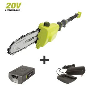 Sun Joe 20VIONLT-PS8-SJG 20-Volt iON Cordless Telescoping Pole Chain Saw Kit | 8-inch | W/ 2.5-Ah Battery and Charger