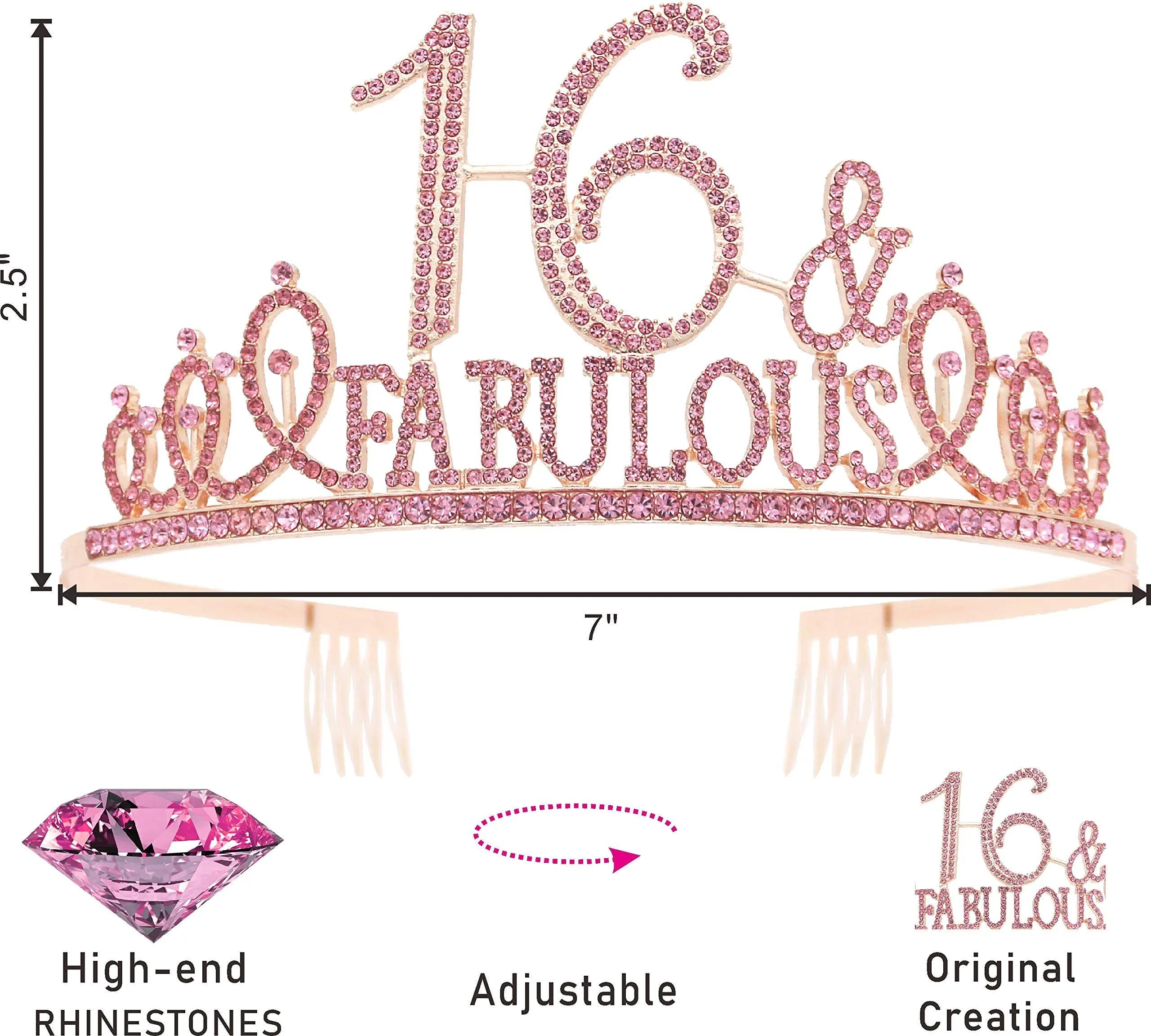 Sweet 16 Gifts for Girls, Sweet 16 Birthday Decorations, Sweet 16 Tiara Pink, Sweet 16